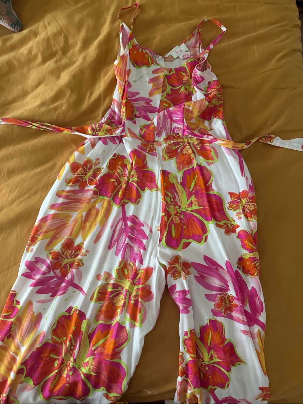 Floral One-Piece Jumpsuit in White, Pink & Orange